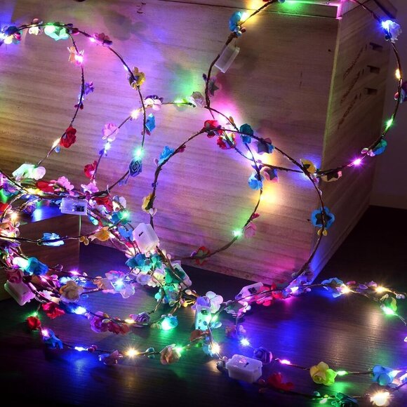 LED Flower Crowns Headbands 20 Pack Light Up Wreath for Parties and Weddings